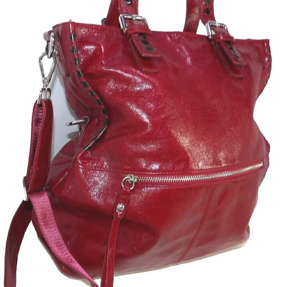 VICENZO red leather tote, shoulder bag, handbag, purse